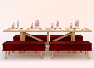 3d set table restaurante model