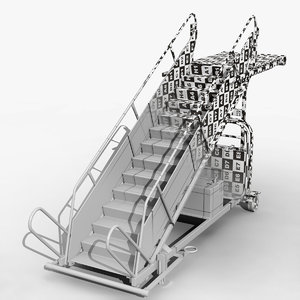 3d airport passenger boarding stairs