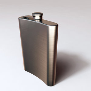 3d model stainless steel hip flask