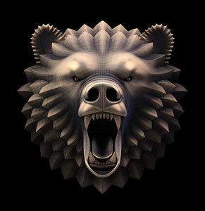 3d sculpture head bear