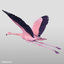 3d realistic flying pink flamingo model