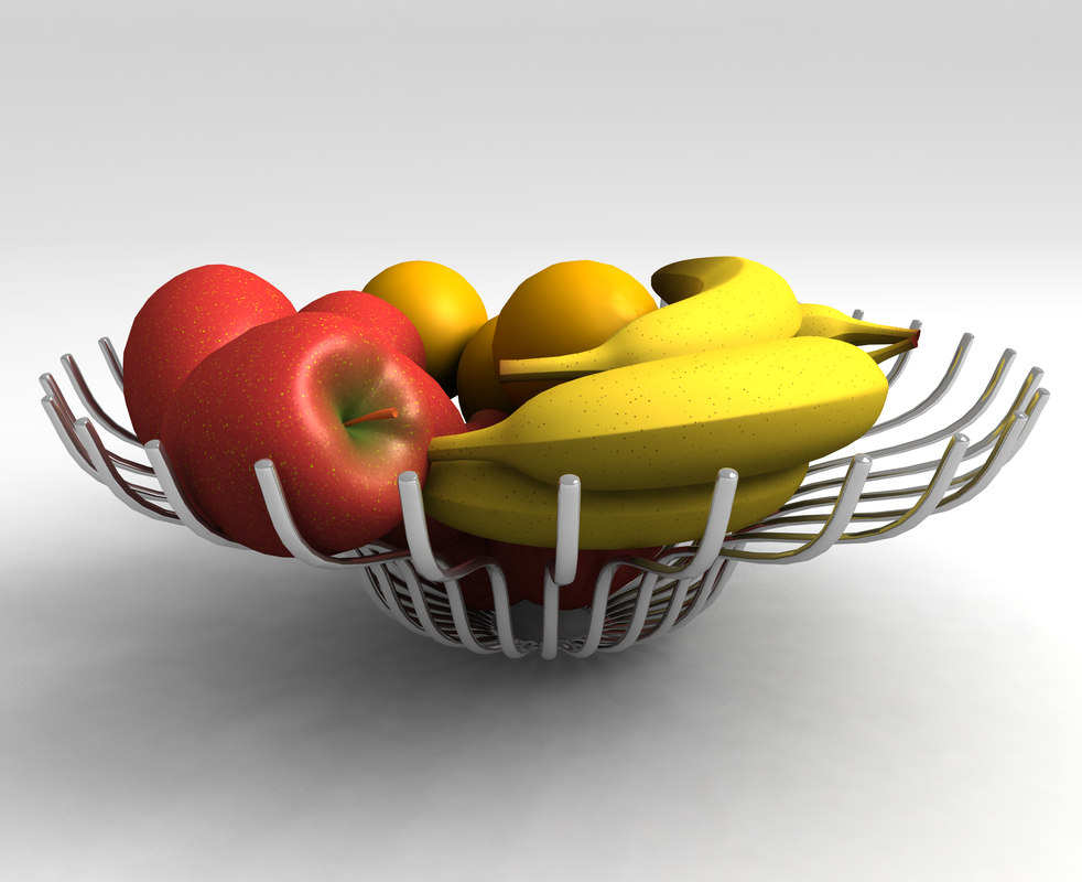 3d model chrome fruit bowl