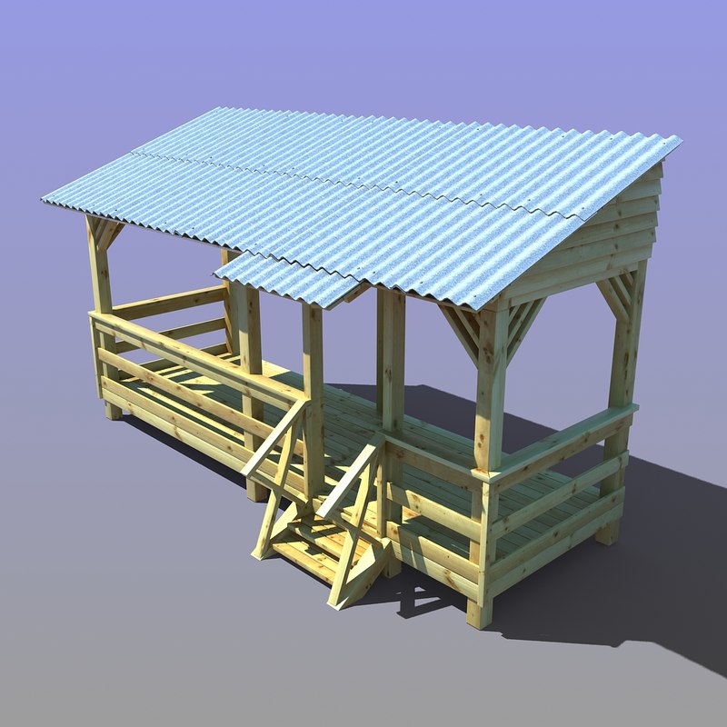 wooden veranda 3d max