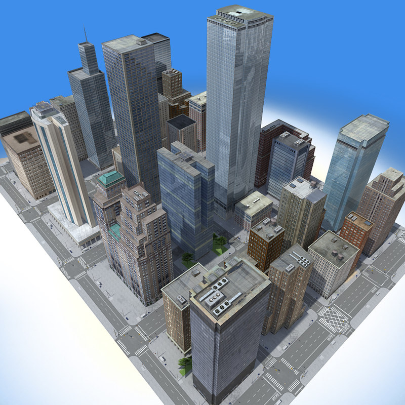 3d city building blocks real time model