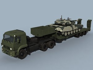 kamaz-65225 t-90 combo battle tank 3d model