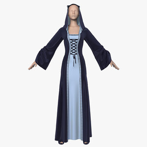 3d model dress hood female mannequin