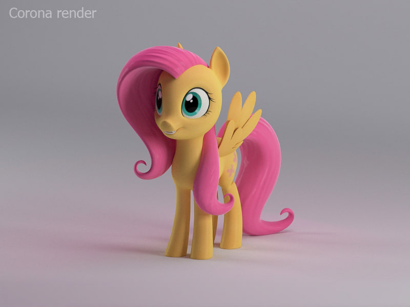 3d model fluttershy corona renders