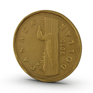 3d realistic canadian dollar coin