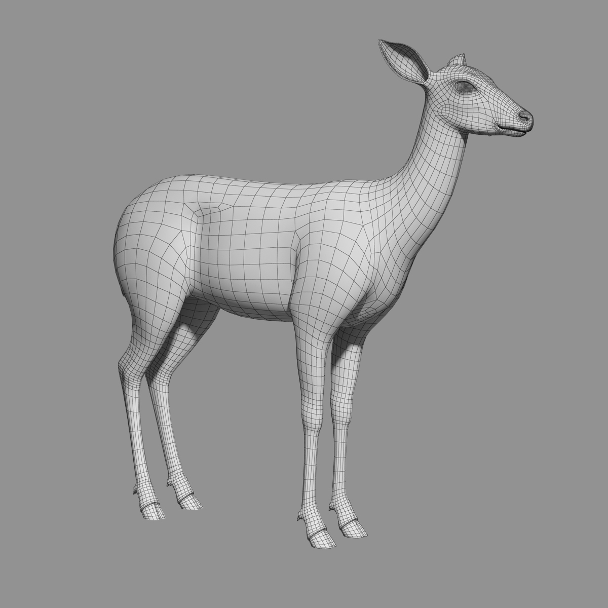 白尾鹿(fur)(动画)3d模型