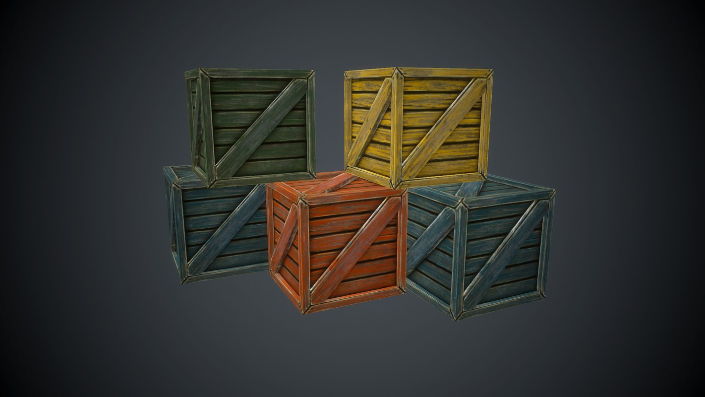 maya painted wooden crate