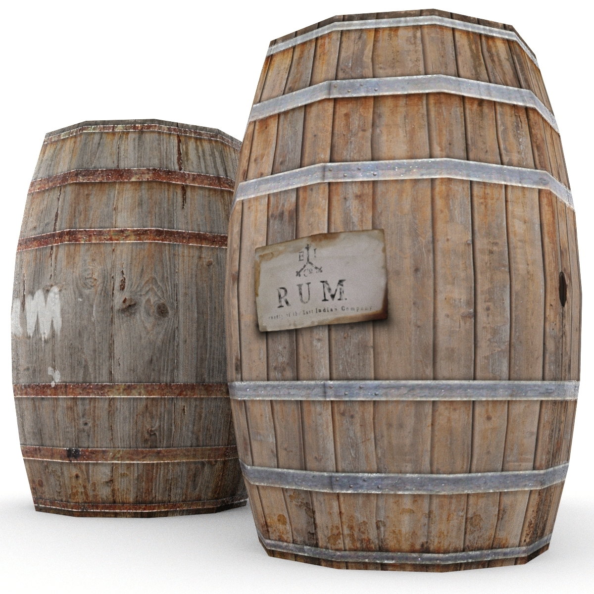 3d wooden barrels model