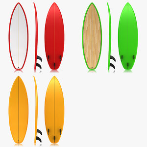 obj realistic surfboard set 3