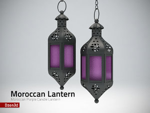 3d model purple moroccan candle lantern