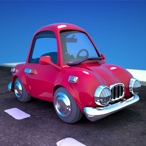 3d model animation red cartoon sedan
