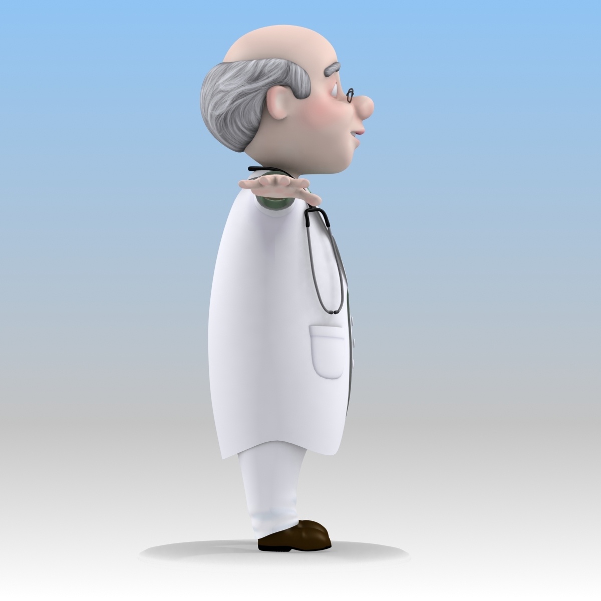 3d cartoon doctor old man model