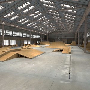 3d max skate park warehouse interior