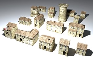 3d medieval houses borgo medievale