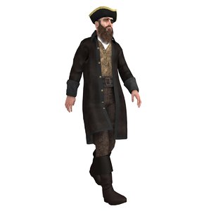 rigged pirate captain 3d model