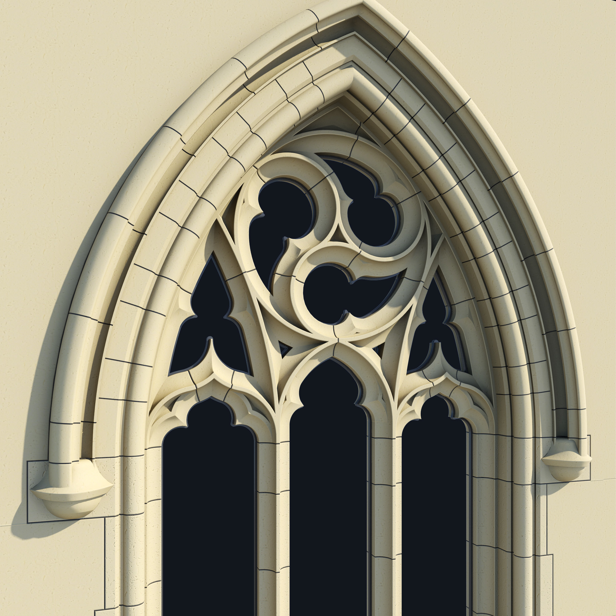 3d obj small arched gothic window