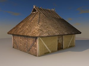 hipped roof block house 3d model