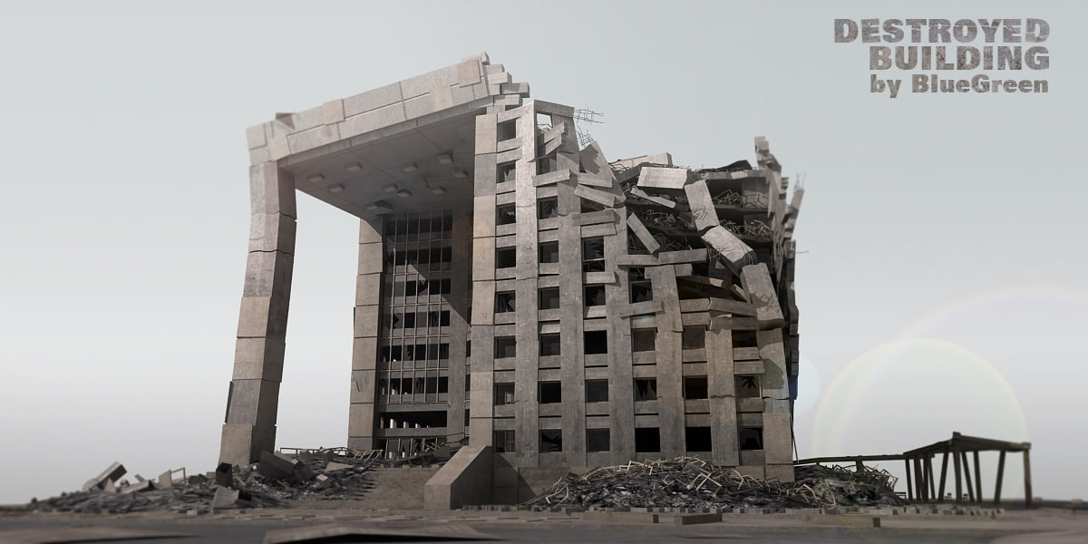 destroyed building diorama