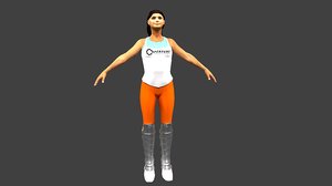 chell rigged 3d model