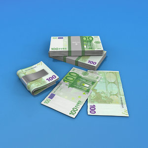 100 euro bills 3d max