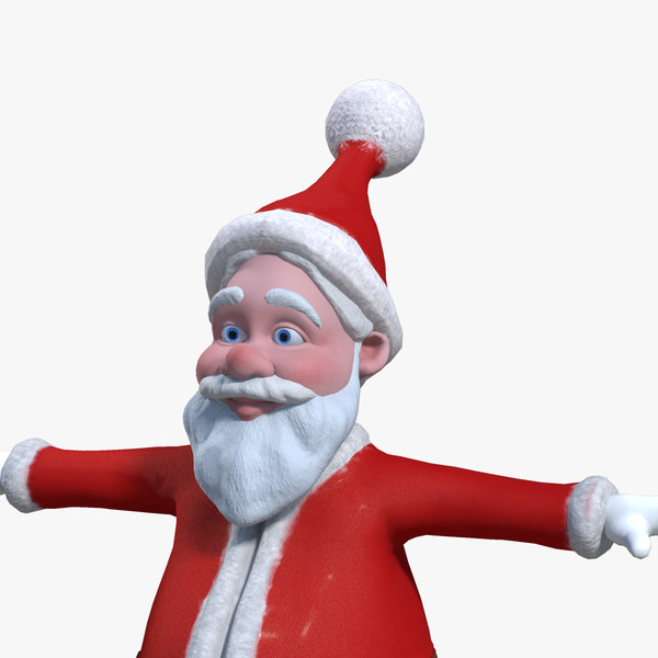 cartoon santa claus rigged 3d obj