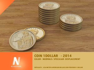 3d 1 dollar coin