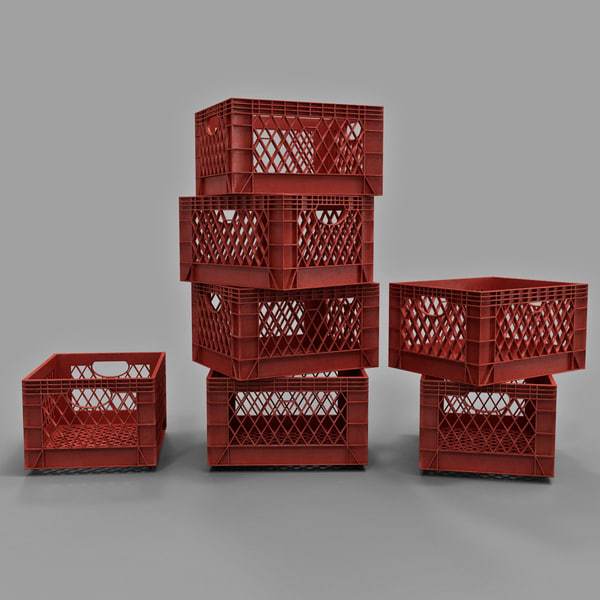 3d stacked milk crates model