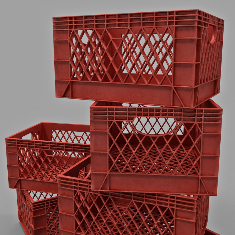 3d stacked milk crates model