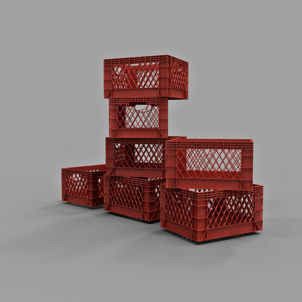 3d stacked milk crates model