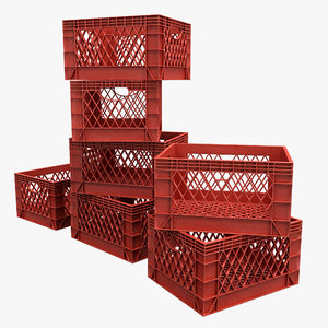 3d stacked milk crates model