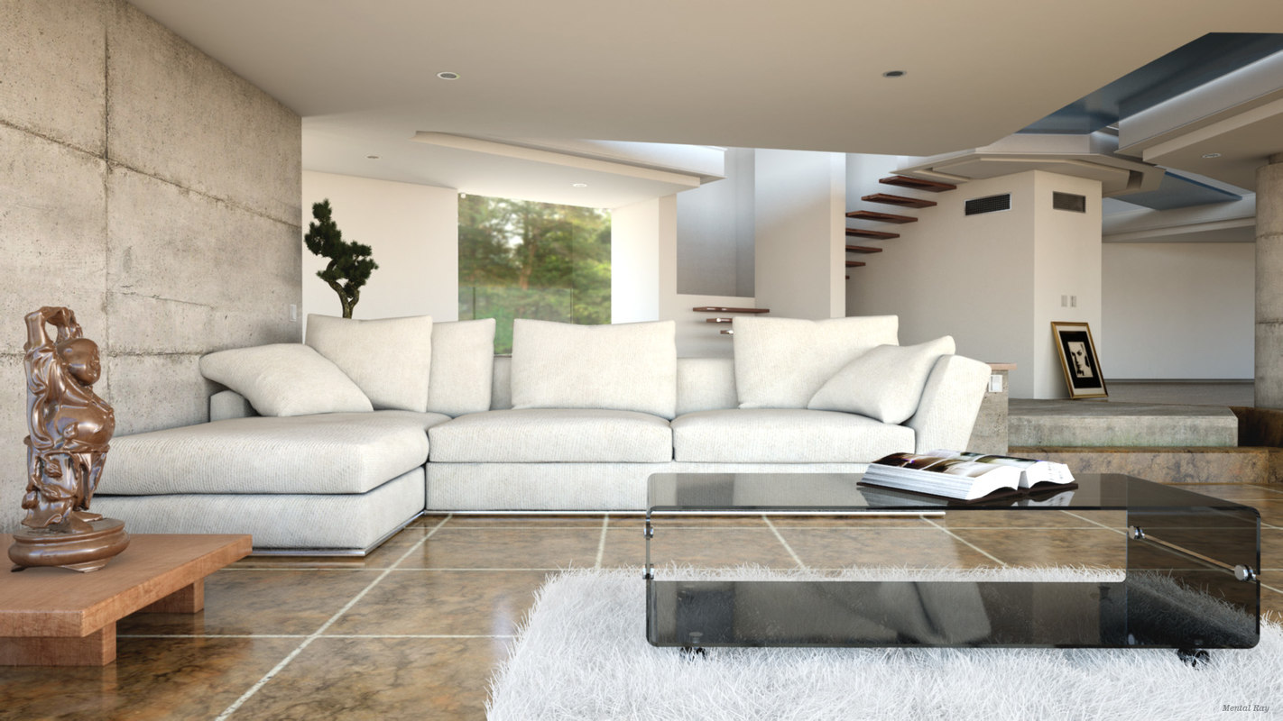 modern realistic interior living room 3d model