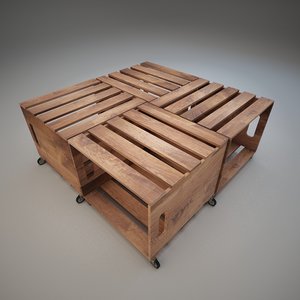 coffee table wood crates 3d 3ds