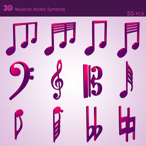 3d model musical notes symbols 55