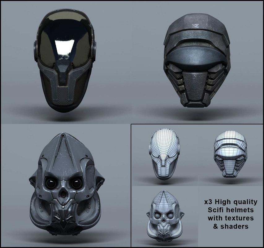 3d scifi helmets