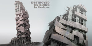 destroyed building 3d 3ds