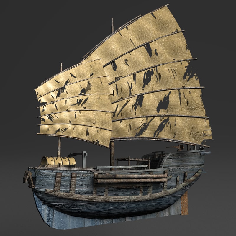 chinese junk fishing boat 3d model