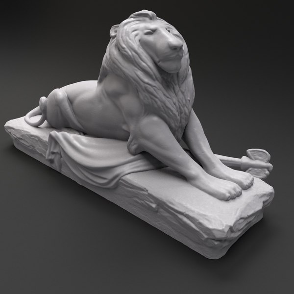 3d lion sculpture printable model