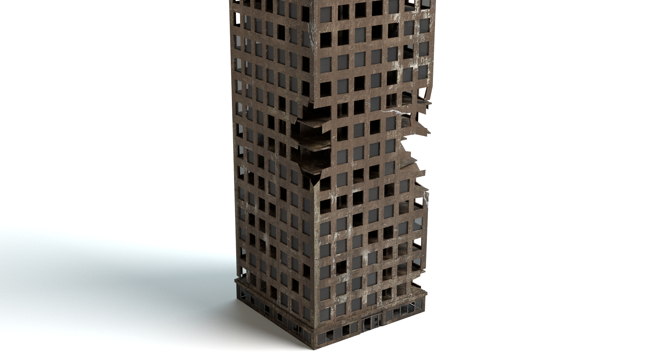 destroyed skyscraper building 3d max