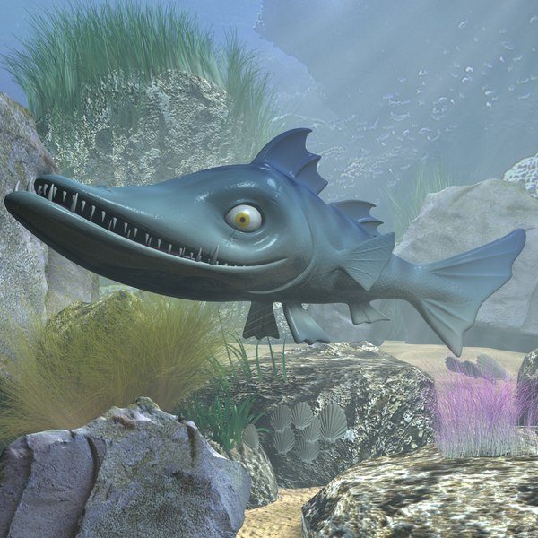 Cartoon Barracuda Fisch Zerrissen 3d Modell Turbosquid 904035