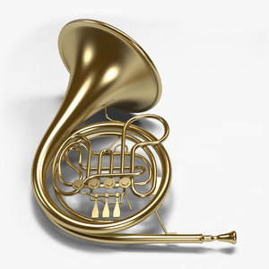 brass french horn 3d max