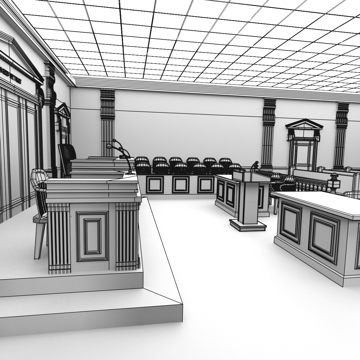 3d court room courtroom model