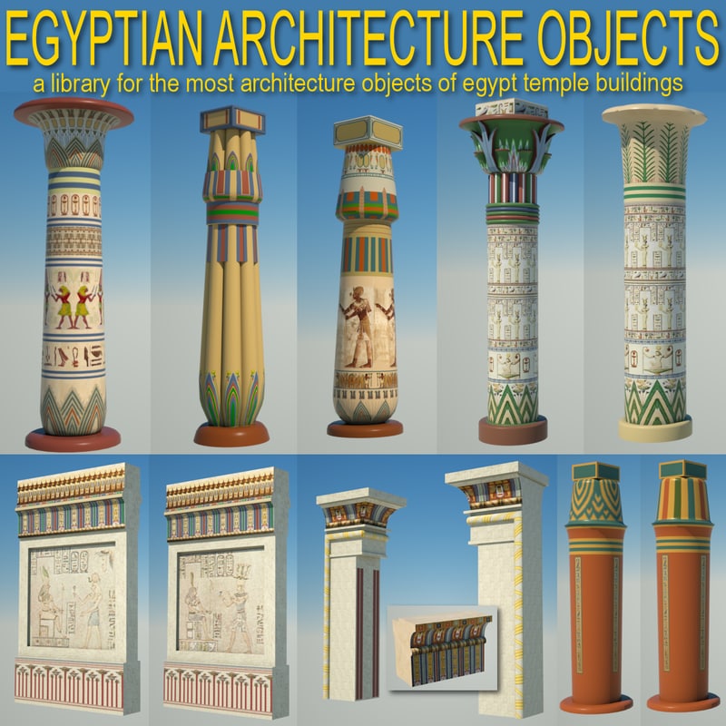 egyptian architecture objects columns obj