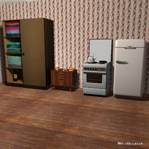 3d furniture stove refrigerator model