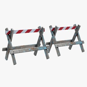3d model wooden barrier