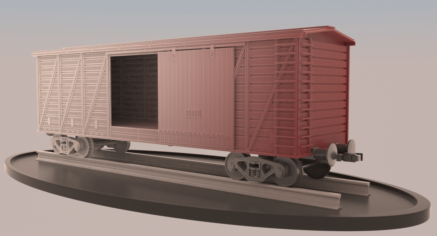 railroad cargo boxcar obj