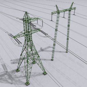 3d model voltage power lines
