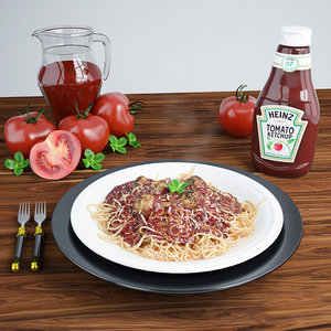 3d model of spaghetti plate scene